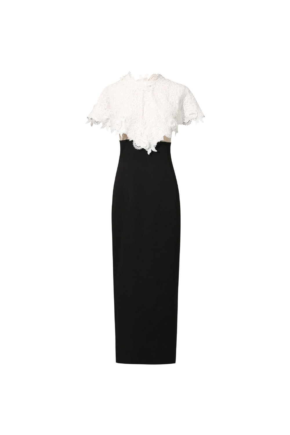 alice lace patchwork shawl bodycon midi dress in black
