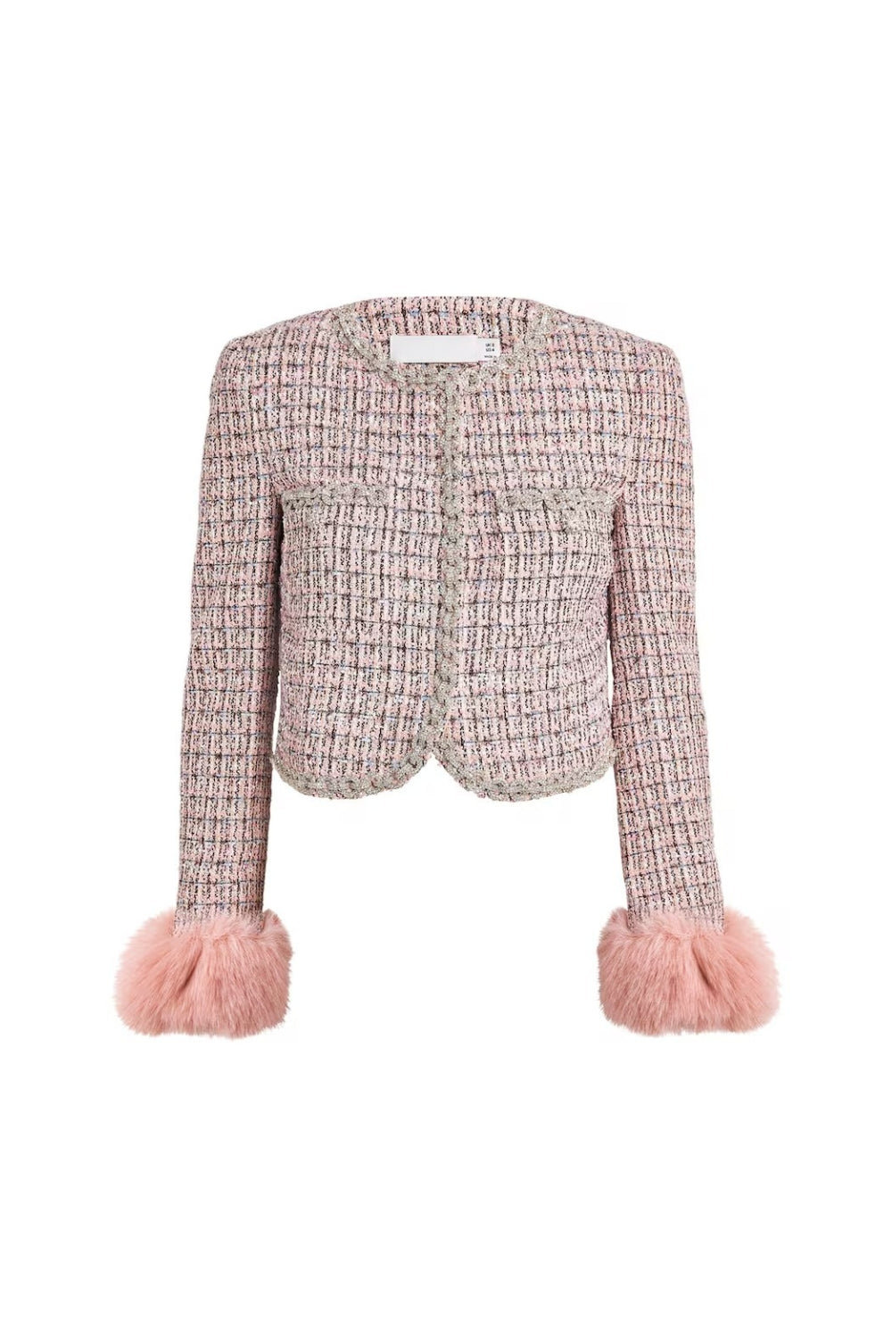 rosemary Pink Bouclé Fur-Trim Jacket