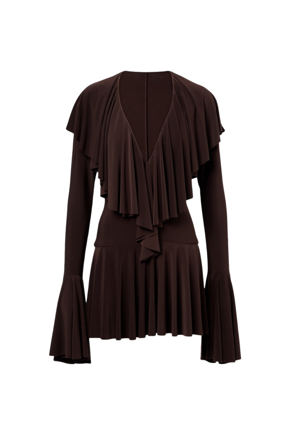 Hathay Ruffle Mini Dress - Brown