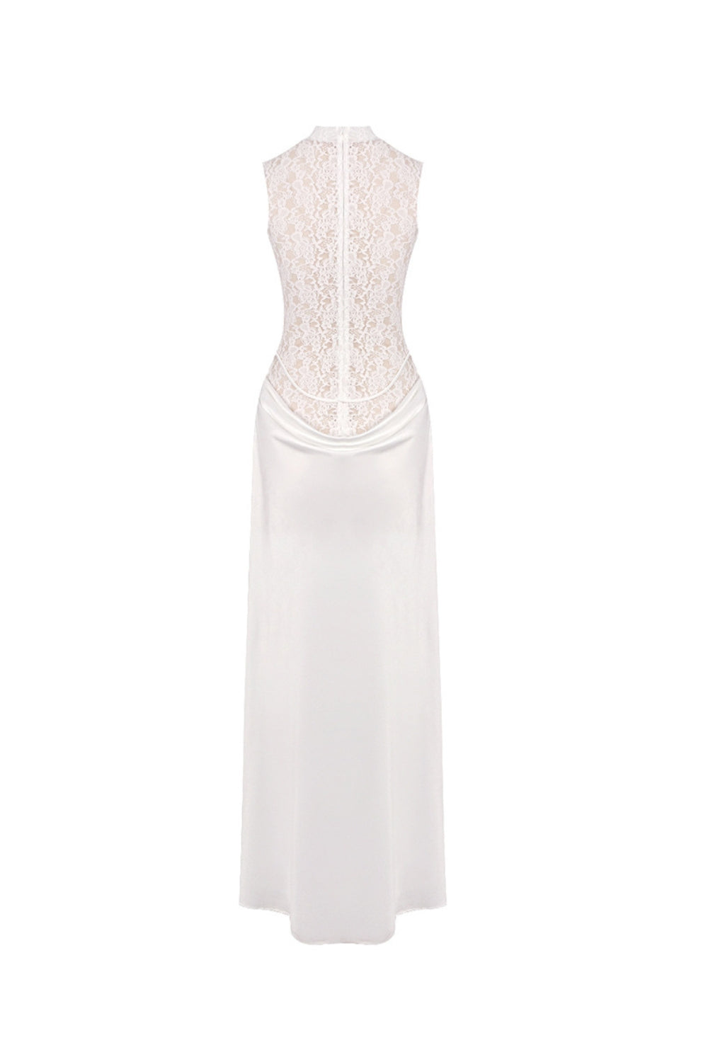 giselle flower embellished sleeveless lace maxi dress in white