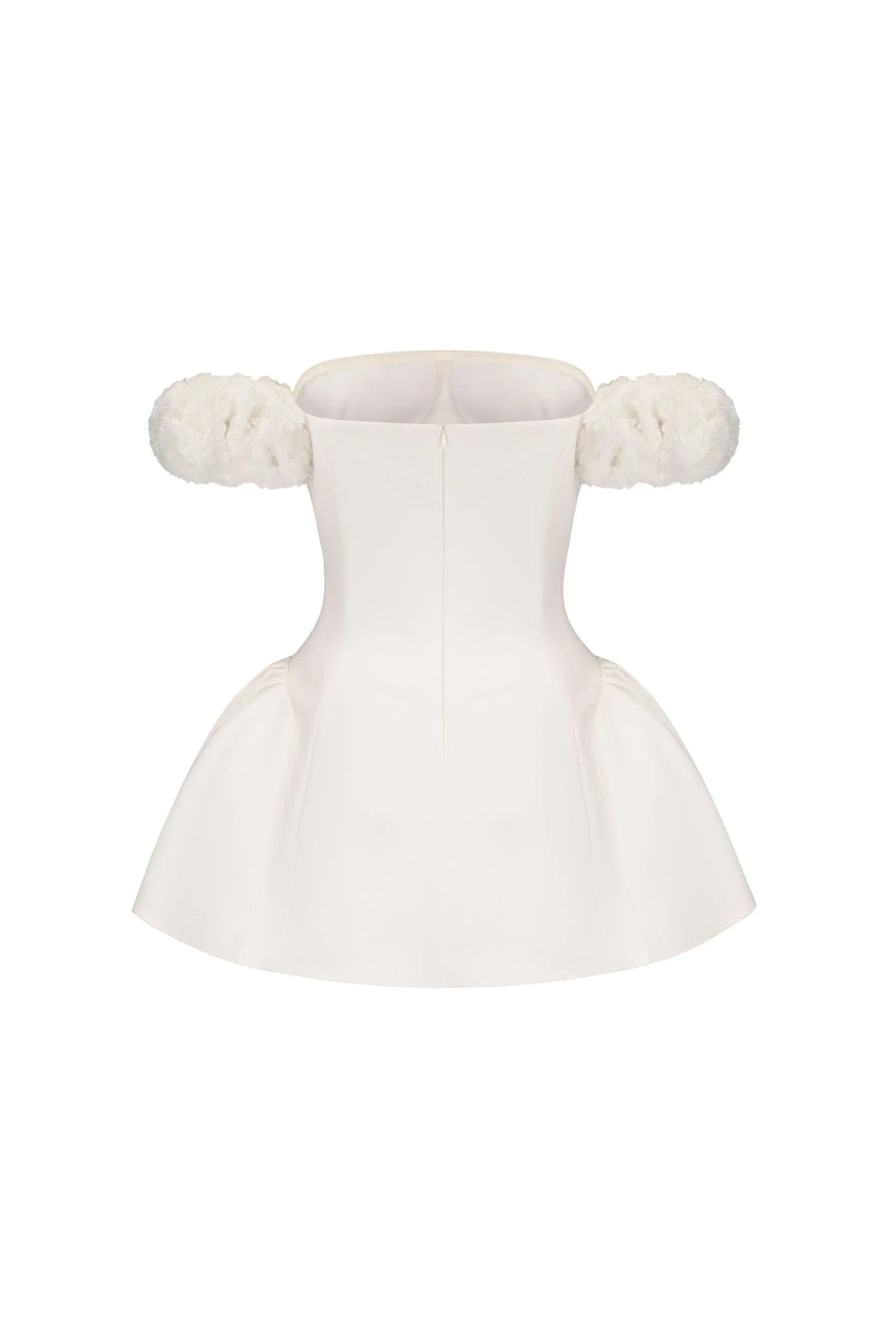 sherry Flower strapless puffy mini dress in white
