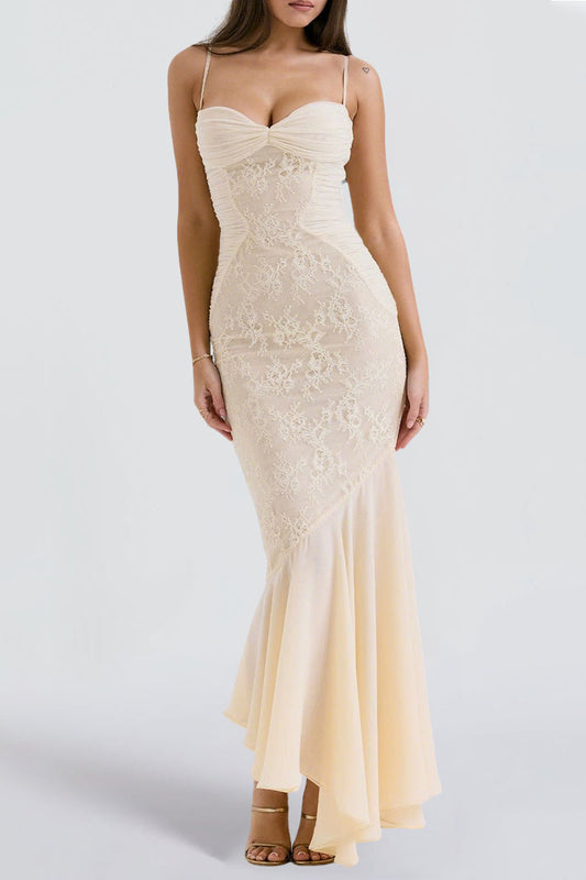 Audrey chiffon & lace midi dress