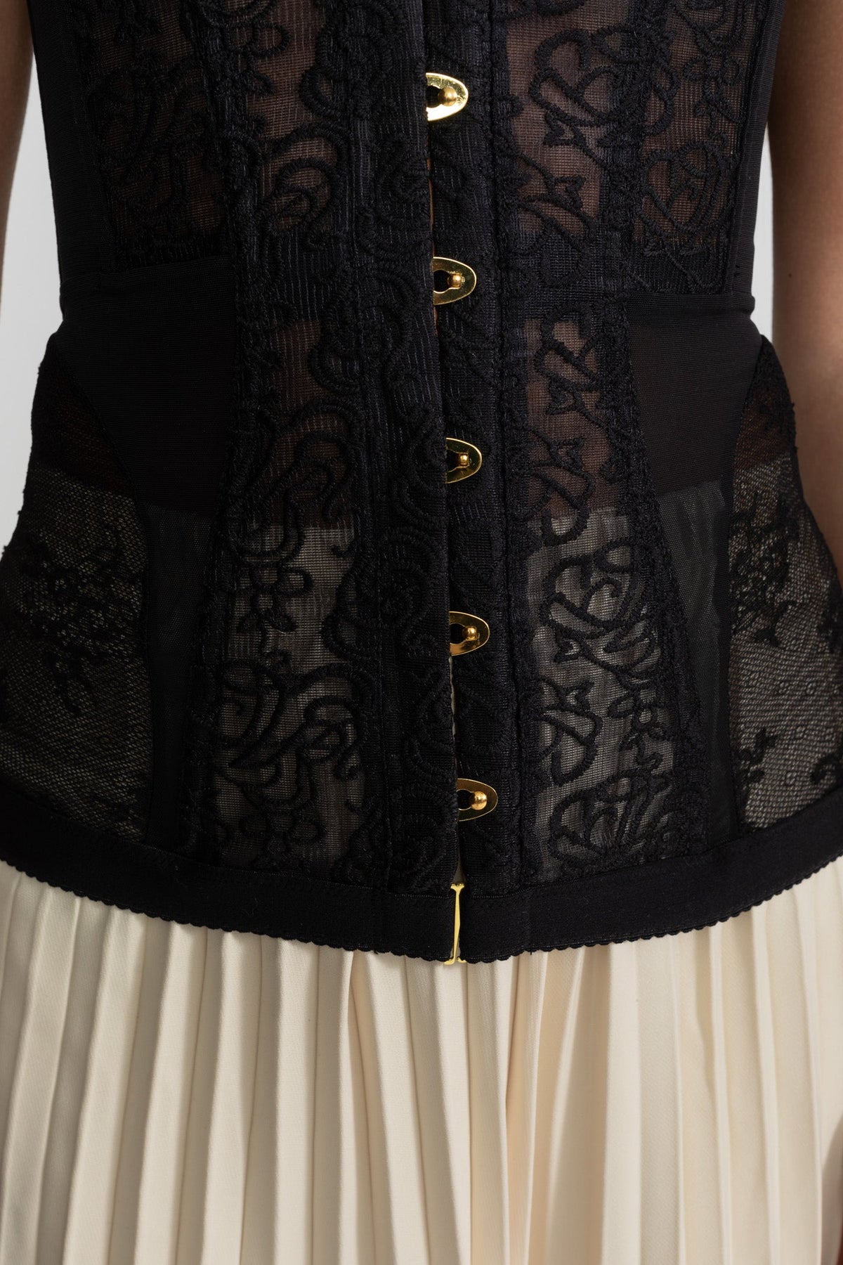 Black Floral Lace Strapless Sweetheart Corset Top