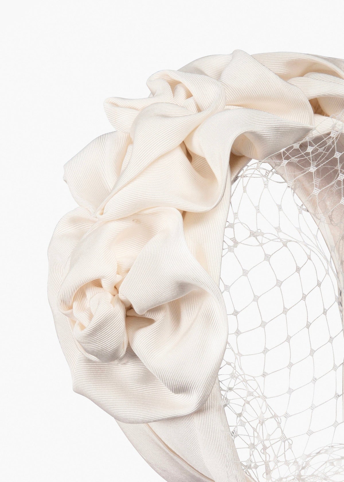 TRIPLE ROSETTE WITH VEIL IN CREAM styleofcb