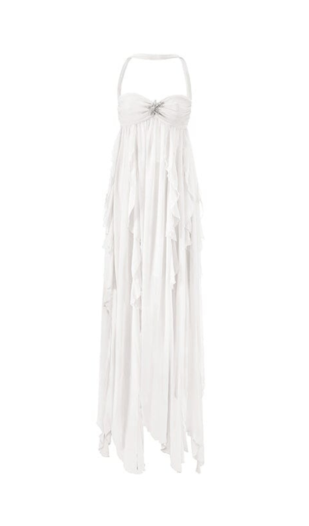 LACE IRREGULAR MAXI DRESS IN WHITE