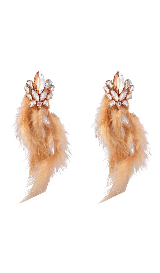 RHINESTONE FEATHER EARRINGS Earrings sis label GOLD