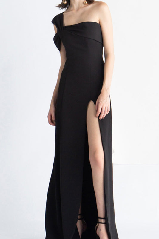 ONE-SHOULDER MOP DRESS IN BLACK-Oh CICI SHOP