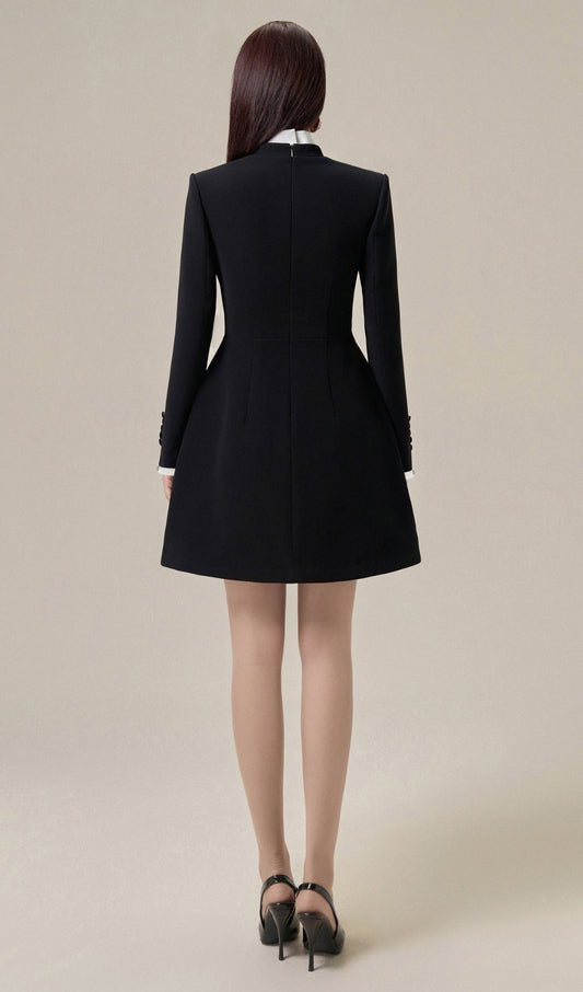 BOW TIE MINI DRESS IN BLACK