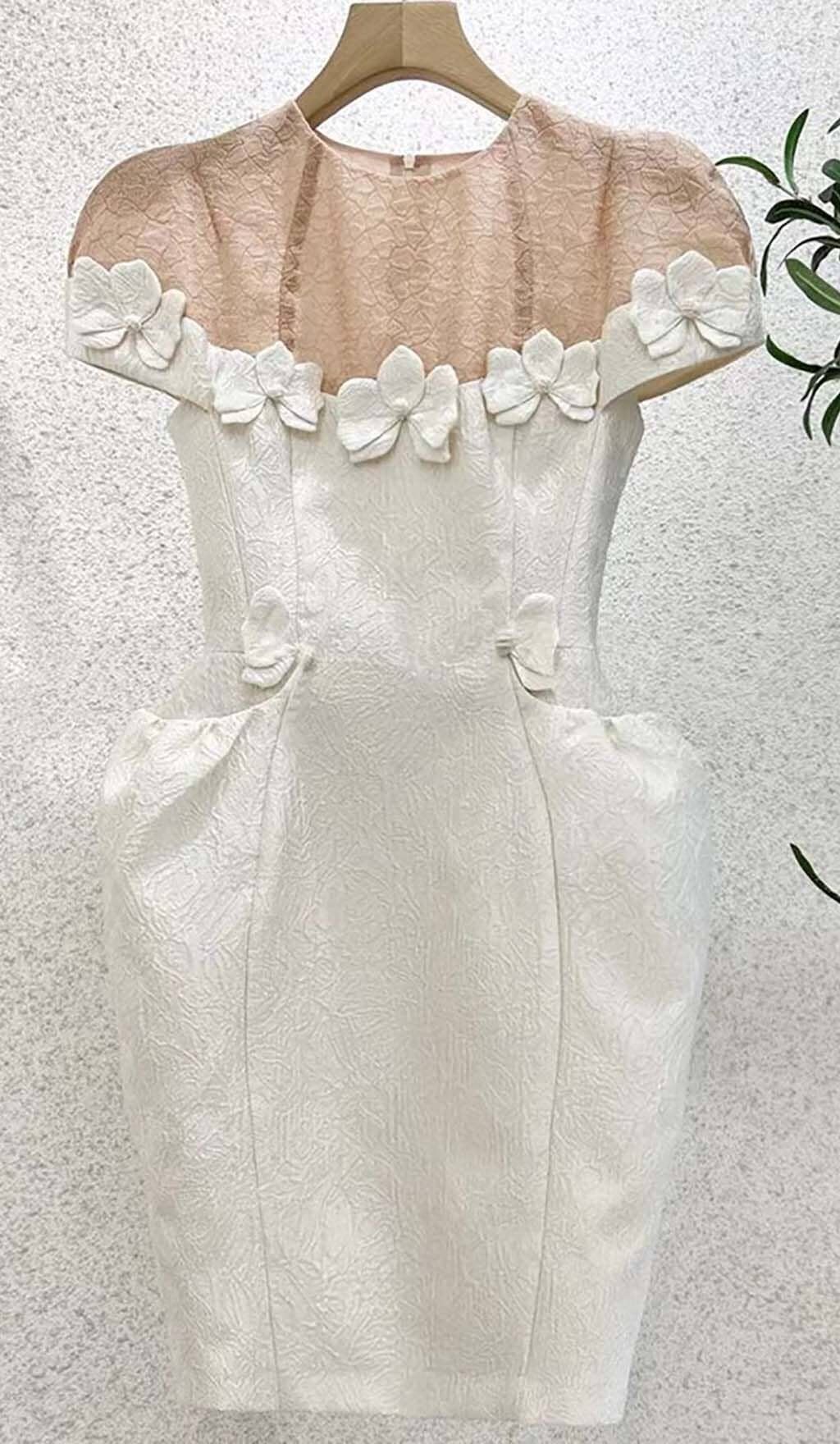 BOW-EMBELLISHED POCKET MIDI DRESS IN WHITE DRESS OH CICI