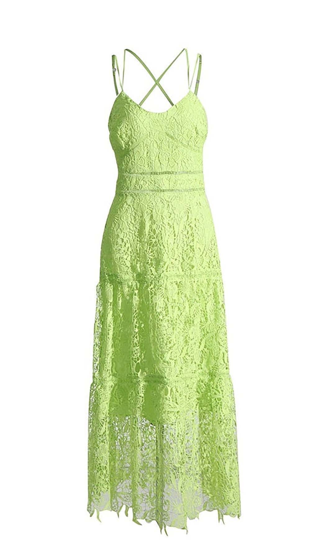 EMBROIDERY STRAPPY MIDI DRESS IN GREEN DRESS OH CICI