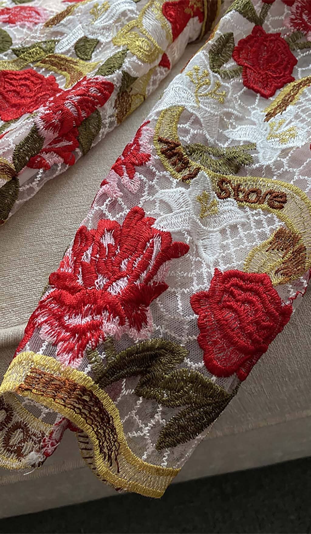 FLOWER EMBROIDERY THREADWORK MINI DRESS IN RED DRESS OH CICI