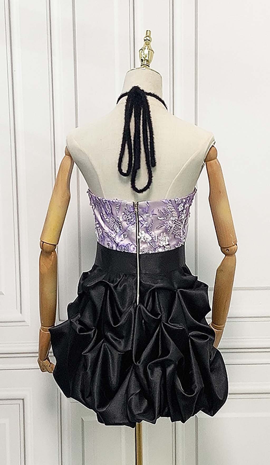 HANGING NECK BUD MINI DRESS IN OMBRE PURPLE DRESS OH CICI