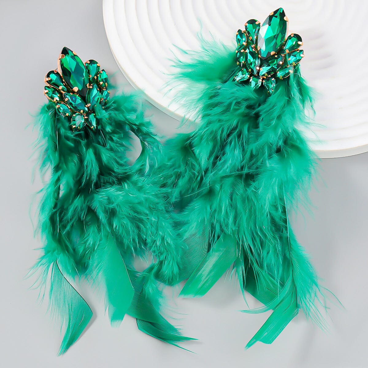 RHINESTONE FEATHER EARRINGS Earrings sis label