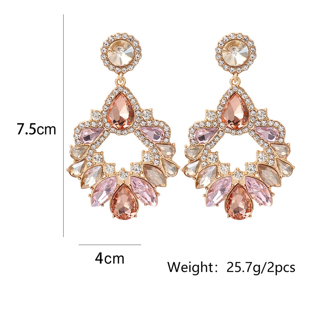 PINK CRYSTAL CHANDELIER DROP EARRINGS JEWELLERY styleofcb