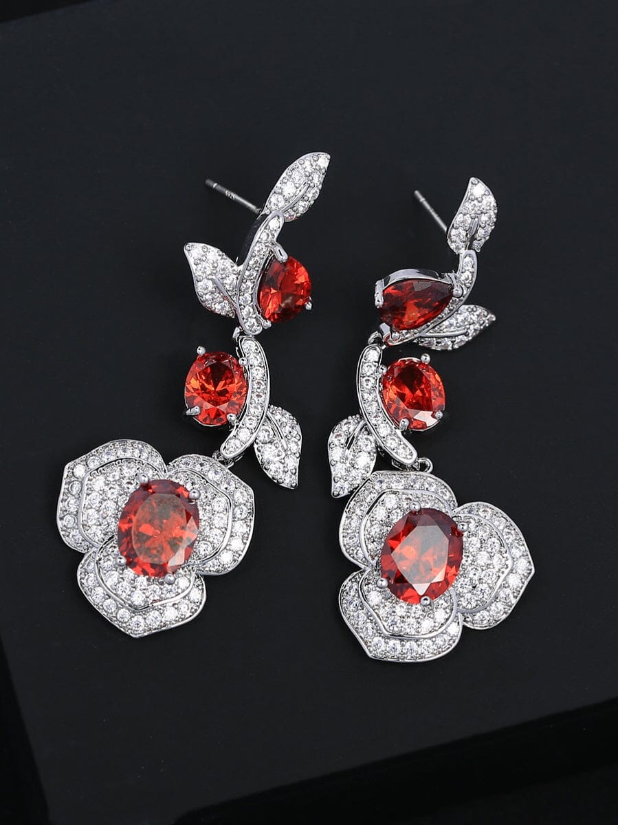 CRYSTAL FLOWER DROP EARRINGS Earrings Oh CICI