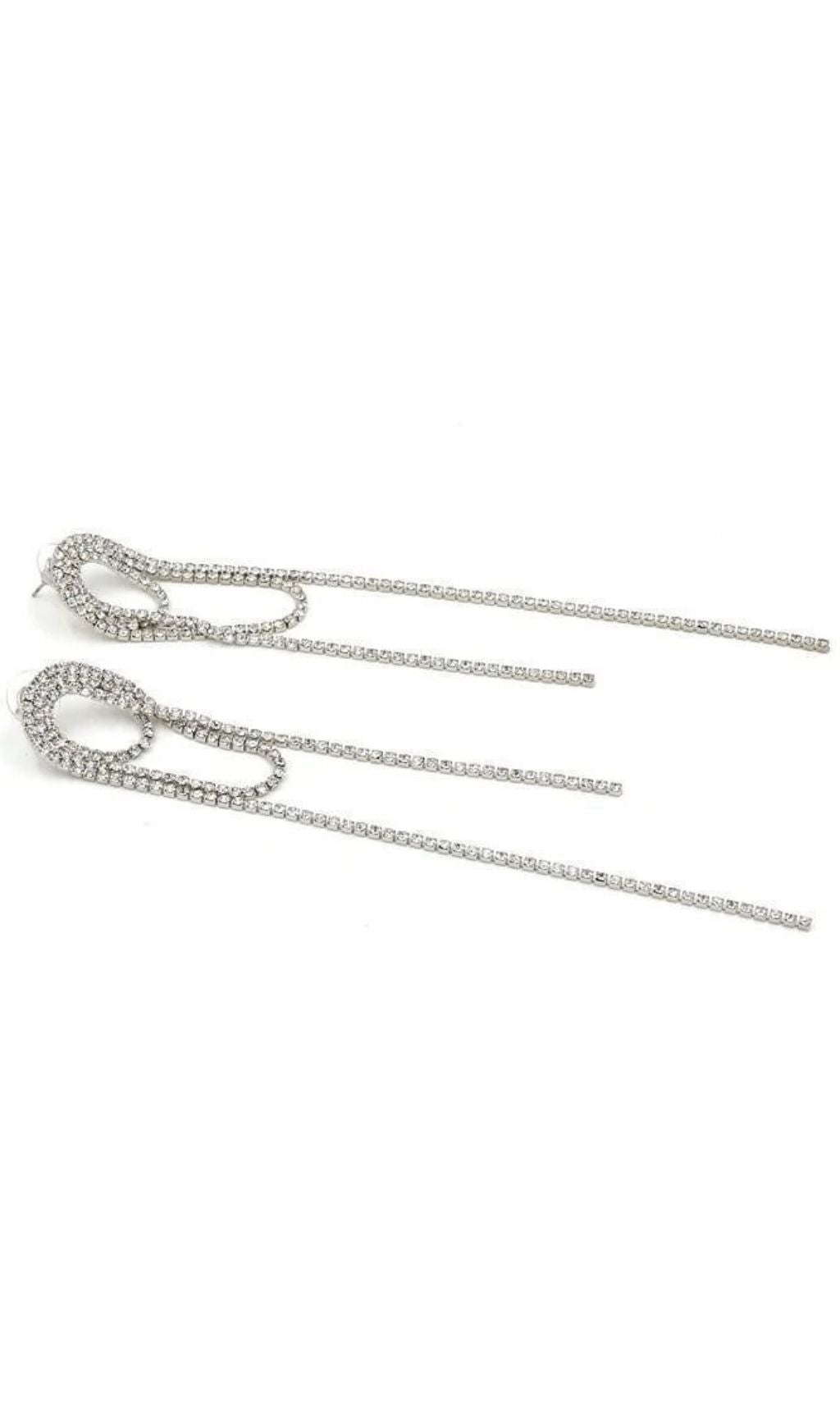 SLIVER DIAMANTE TASSELEARRINGS styleofcb