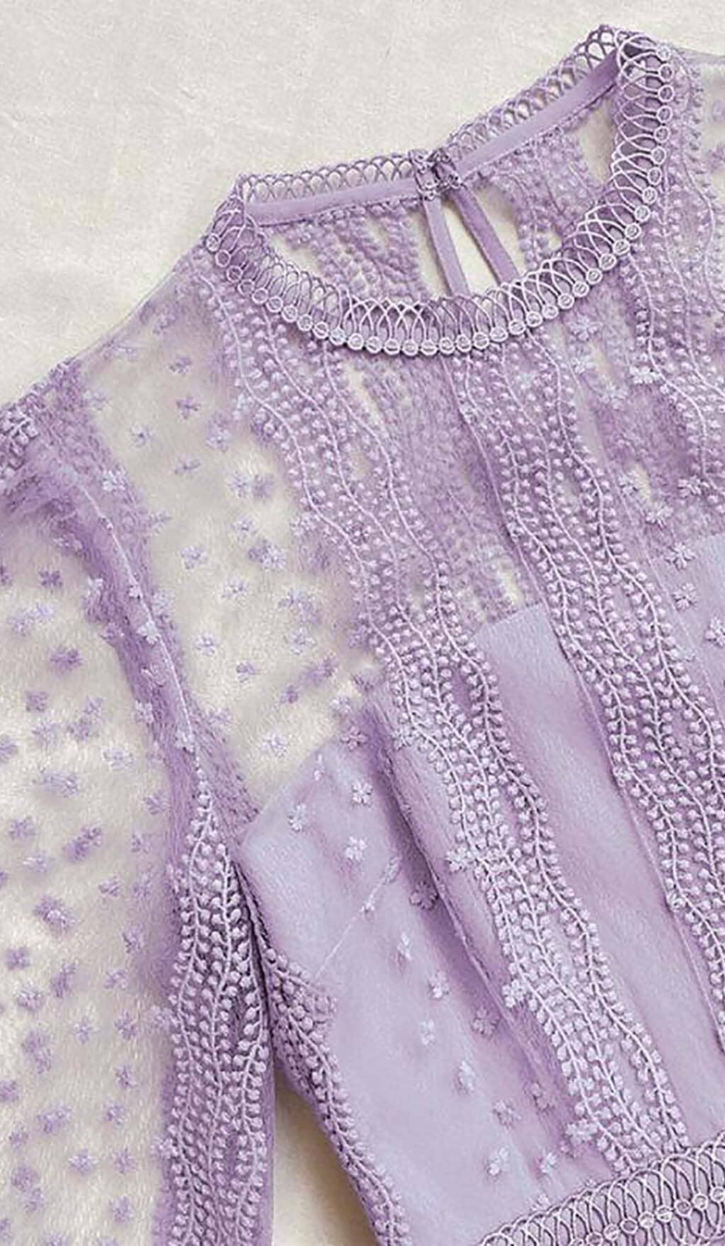 TIERED LACE MAXI DRESS IN LILAC DRESS ohcici