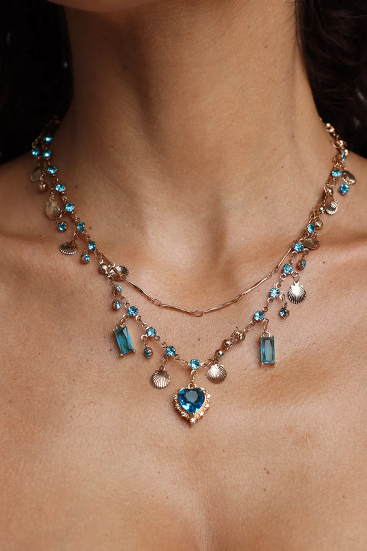 Suku Multi-Layered Heart Rhinestone Tassel Necklace Accessories - product view 1
