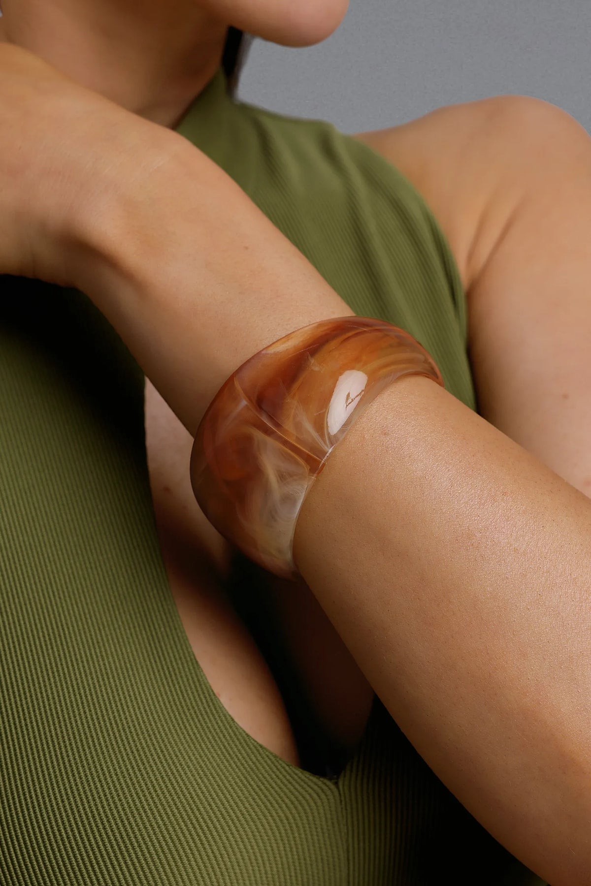 Raanana Amber Marbled Wide Resin Bangle Dress - product view 1