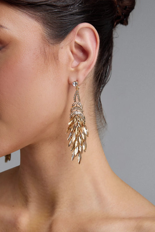 Edmee Wheat Multi Layer Long Tassel Earrings Accessories - product view 1