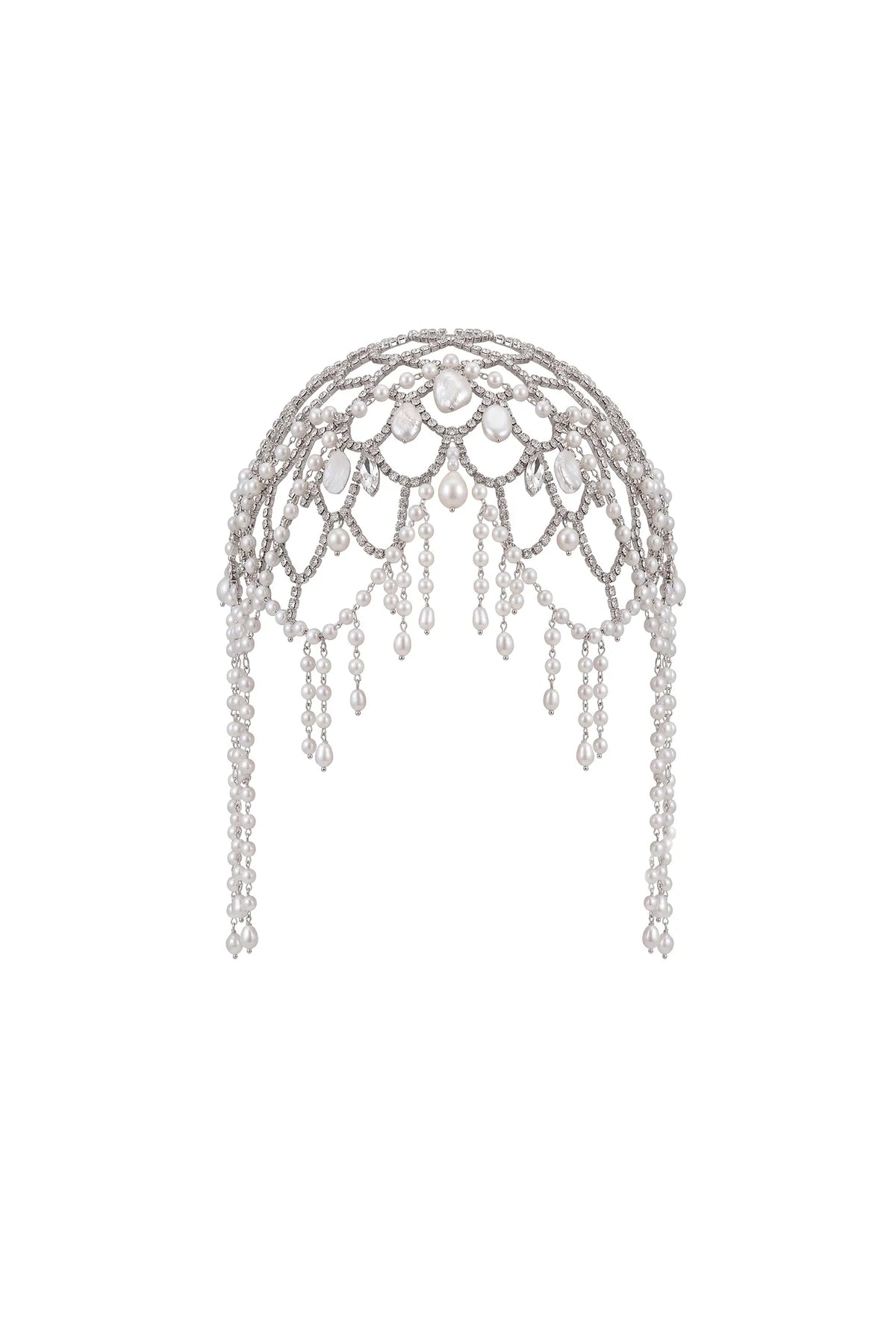Uareni Vintage Pearl Rhinestone Fringe Head Piece Accessories - product view 2