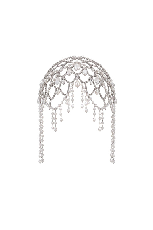 Uareni Vintage Pearl Rhinestone Fringe Head Piece Accessories - product view 2