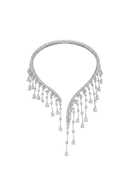 Rueny Luxury V Shape Multi Layer Crystal Drop Rhinestone Tassel Necklace Accessories - product view 2