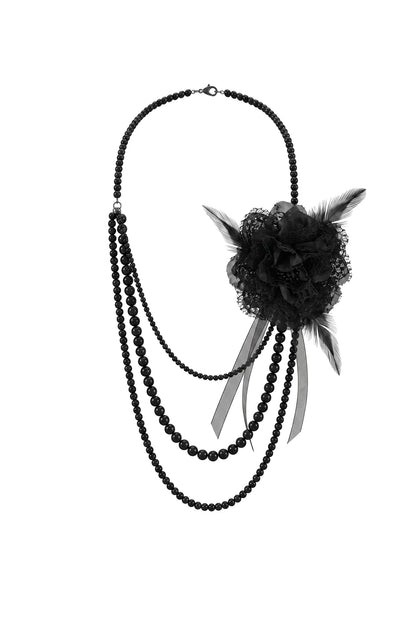 Sila Romantic Floral Feather Tulle Multi Layer Necklace Accessories - product view 2