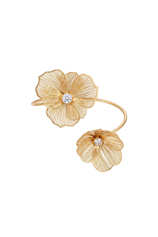 Hona Vintage Dual Floral Rhinestone Open Bracelet Accessories - product view 2