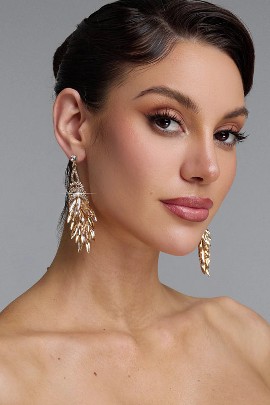 Edmee Wheat Multi Layer Long Tassel Earrings Accessories - product view 2
