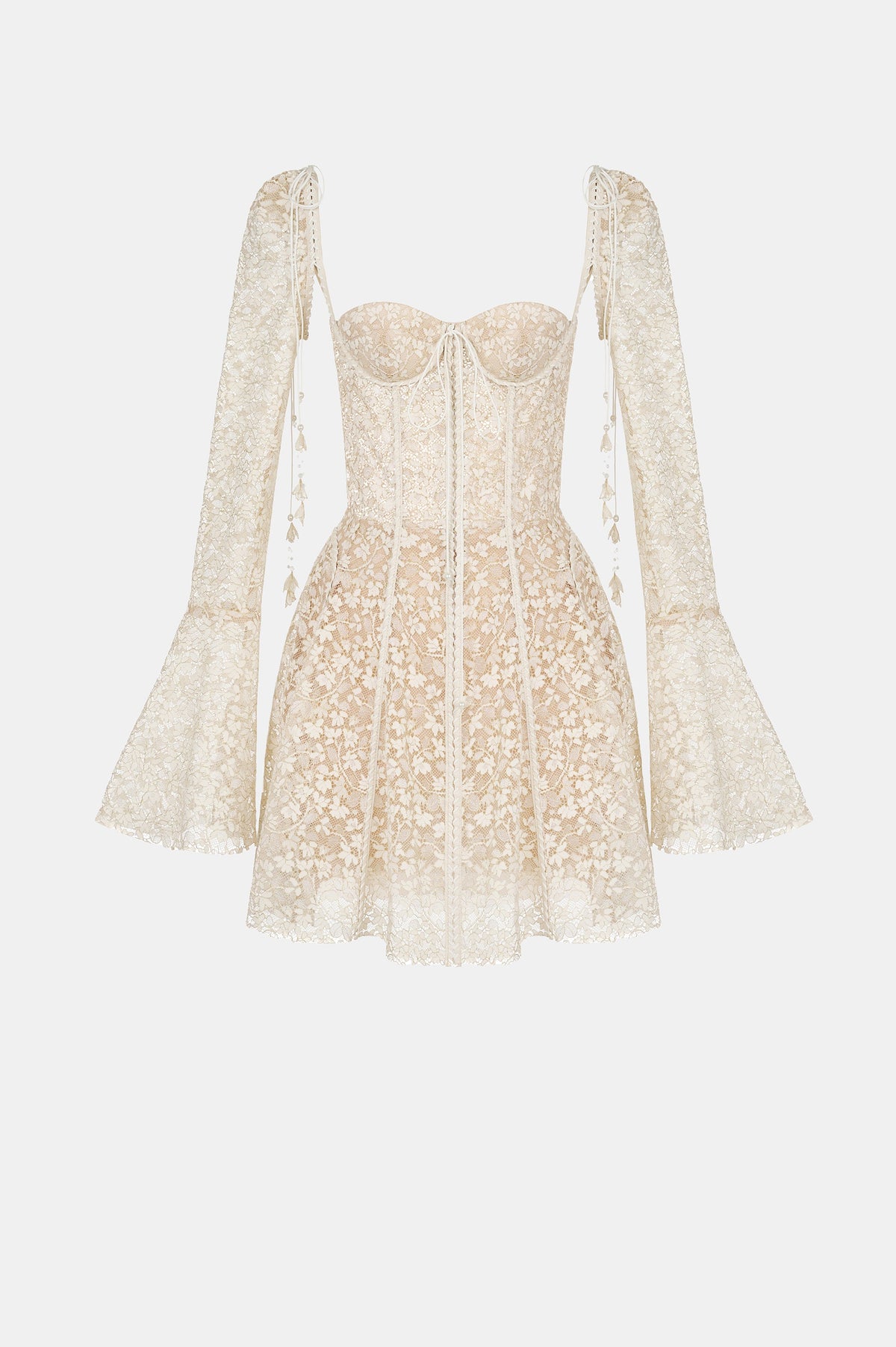 Beige Lace Mini Dress