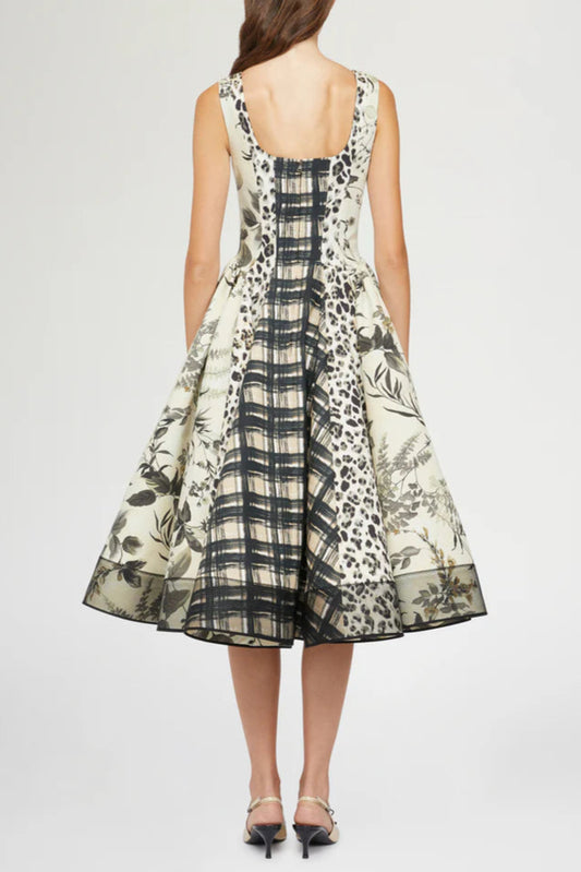 maggie Leopard print pleated midi dress
