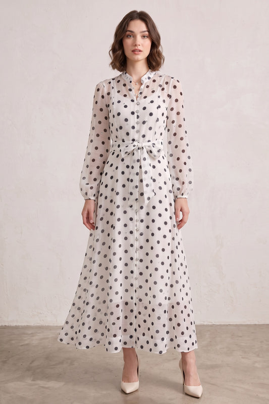 white sheer chiffon A-line maxi dress white sheer chiffon maxi dress - product view 4
