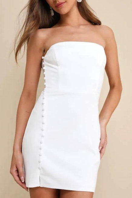 White Strapless Bodycon Mini Dress