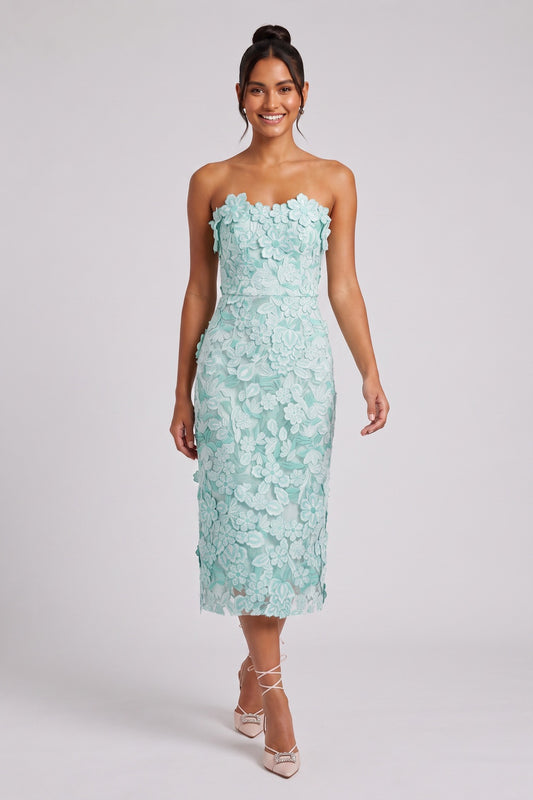 mint green lace column dress mint green lace dress - product view 1