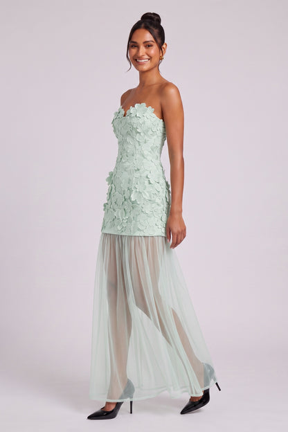mint green 3D floral lace column dress mint green 3D floral lace dress - product view 3