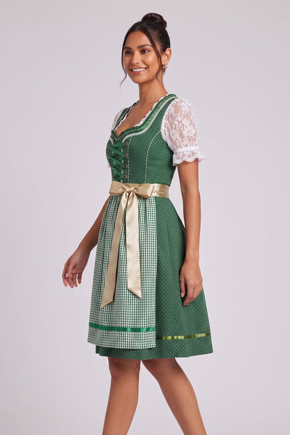 forest green cotton-blend woven fit-and-flare dirndl dress set forest green, white cotton-blend woven dirndl dress set - product view 3