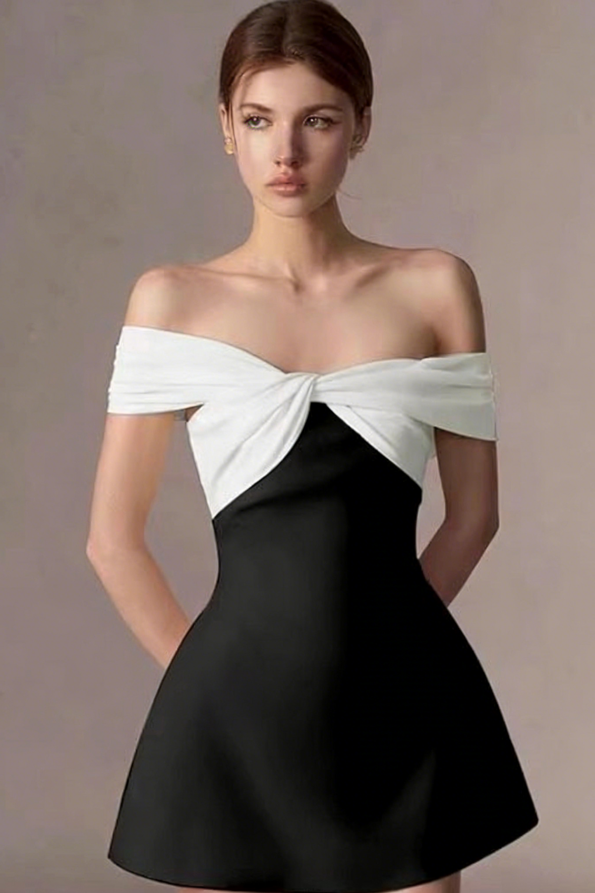 Off-the-Shoulder Twisted Front Mini Dress