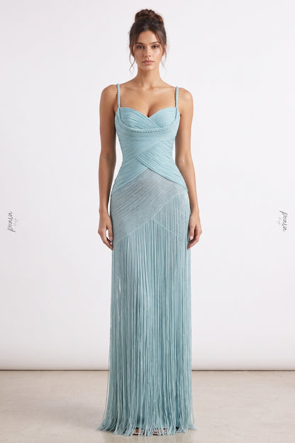 Light Blue Crepe Mermaid Column Gown light blue crepe gown - product view 1