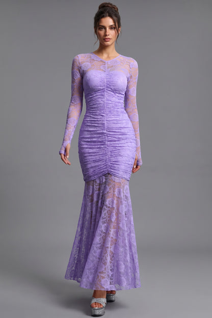 Lavender Floral Lace Mermaid Maxi Dress lavender floral lace maxi dress - product view 1