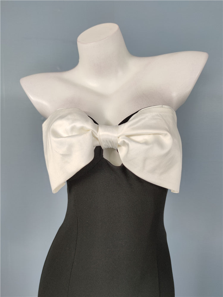 SATIN BOW BODYCON MINI DRESS