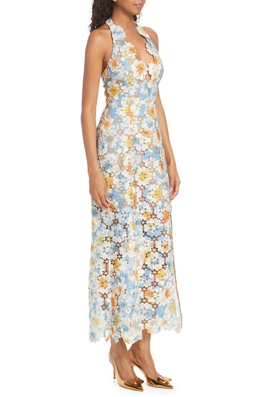 V-neck Side Split Long Dress
