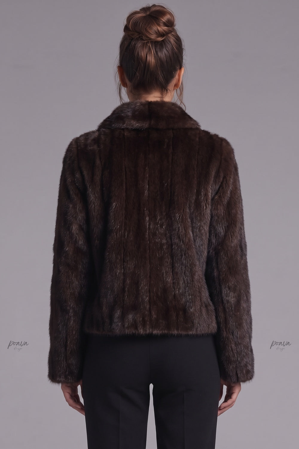 Dark Brown Fur Boxy Cropped Jacket dark brown fur jacket - product view 3