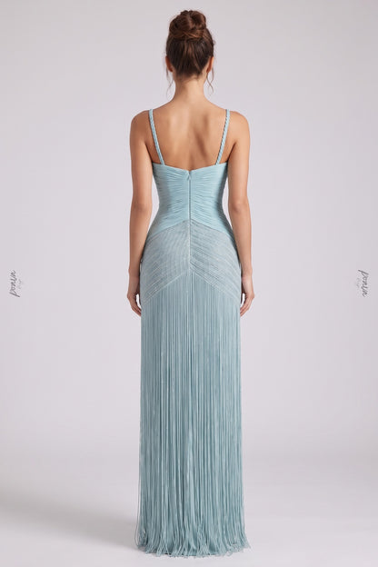 Light Blue Crepe Mermaid Column Gown light blue crepe gown - product view 3