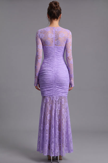 Lavender Floral Lace Mermaid Maxi Dress lavender floral lace maxi dress - product view 3