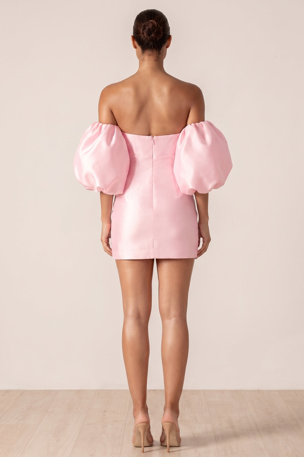 Light Pink Satin Bodycon Mini Dress light pink satin dress - product view 3