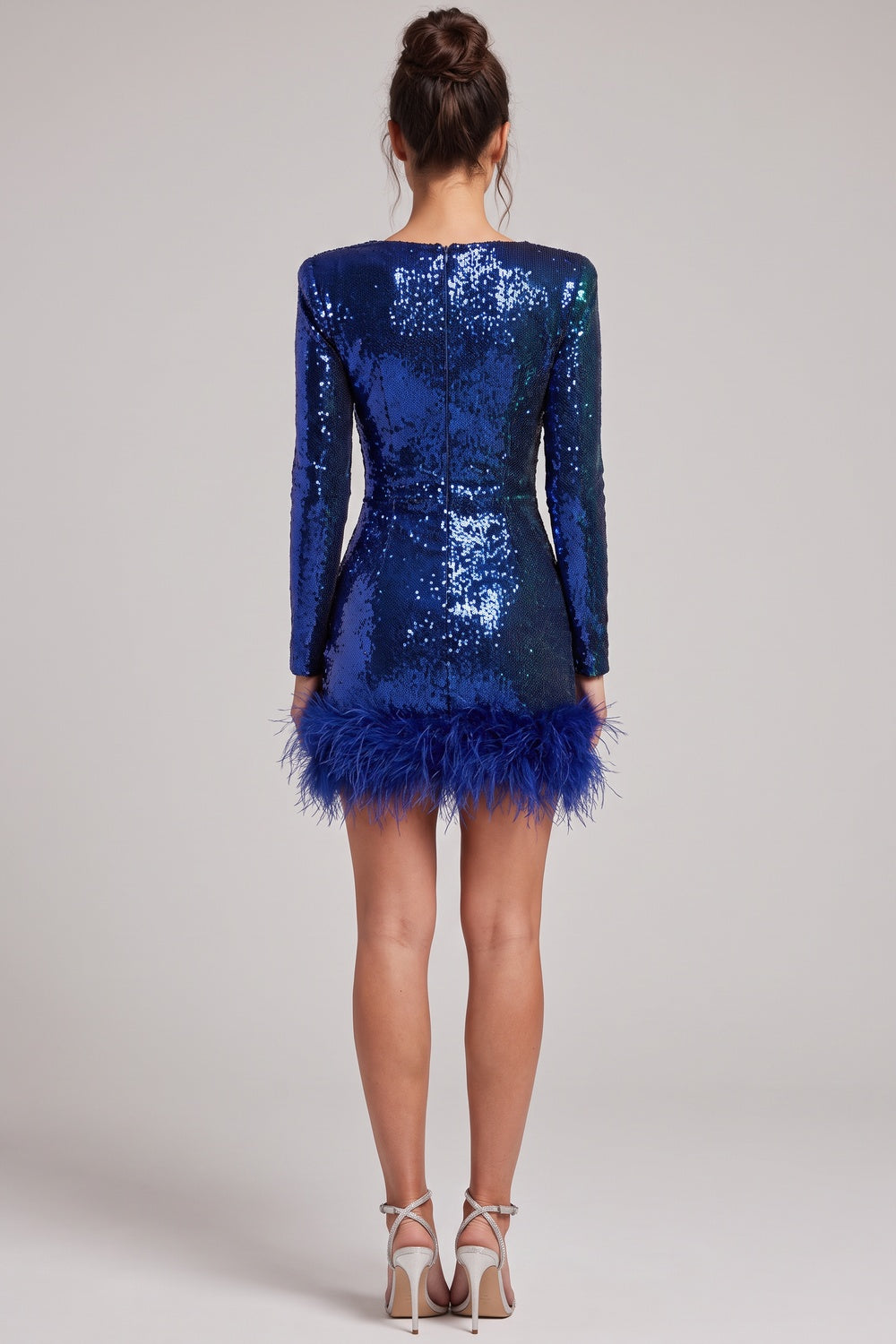 Royal Blue Sequined Knit Bodycon Mini Dress royal blue sequined knit mini dress - product view 3