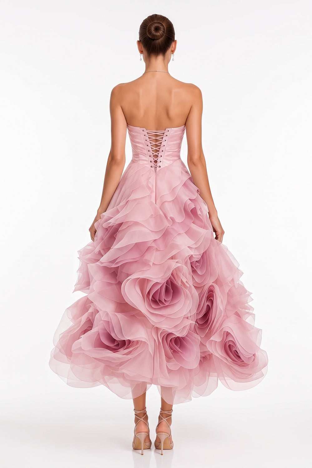 Dusty Pink Organza A-Line Ballgown Dress dusty pink organza dress - product view 3