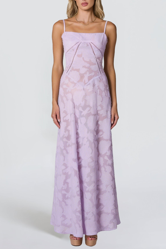 Floral Lace Back Maxi Dress