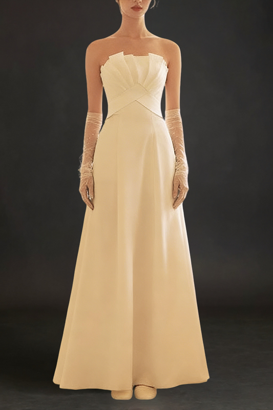 Louise French satin minimalist slimming princess-style lightweight wedding Maxi Dress